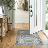 Blue and Teal Blue Teal Heritage Tribal Area Rug