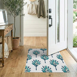 Teal Botanical Foliage Area Rug