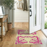 Pink Ornate Floral Scroll Area Rug