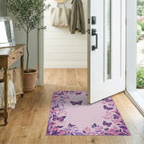 Whimsical Pink Butterfly Floral Area Rug