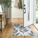 Modern Grey Eucalyptus Leaf Area Rug