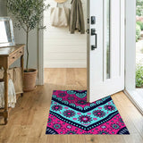 Vibrant Pink Teal Boho Floral Area Rug