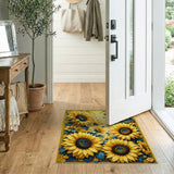Ornate Sunflower Medley Yellow Area Rug