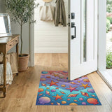 Multi-color and Patterns Vibrant Seashell Starfish Coastal Beach Rug