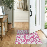 Vibrant Pink Geometric Lattice Area Rug