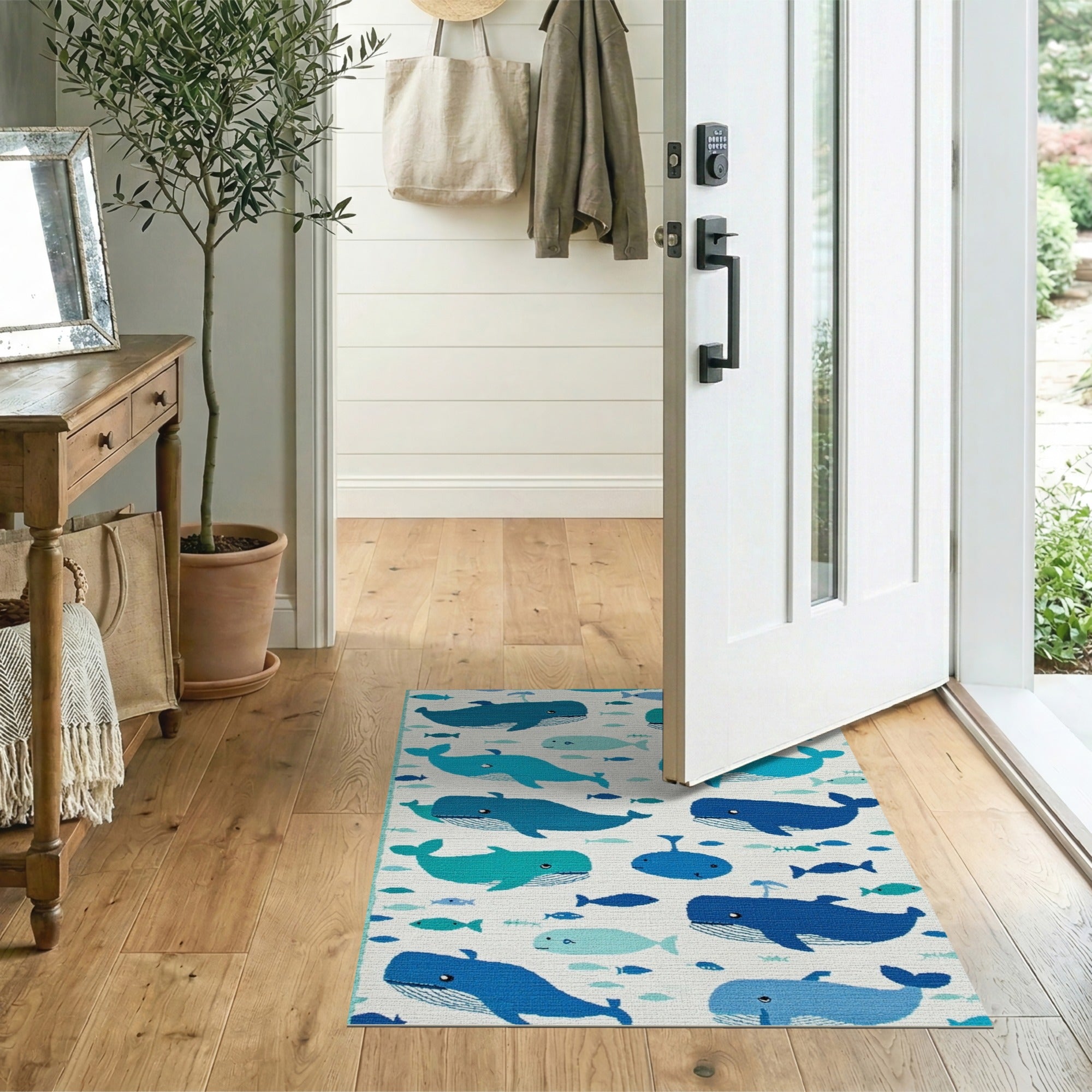Whimsical Whales Ocean Kids Area Rug