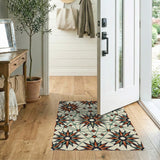 Terracotta Teal Starburst Geometric Area Rug