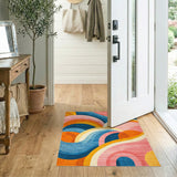 Multi-color and Patterns Vibrant Multi-Color Abstract Swirl Area Rug