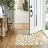 Beige Wavy Zebra Abstract Area Rug