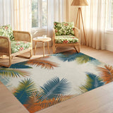 ODIKA Tropical Palm Leaf Washable Area Rug - Low Pile Non-Slip Floor Mat