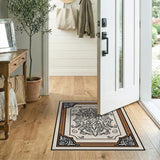 Ornate Floral Scrollwork Beige Area Rug