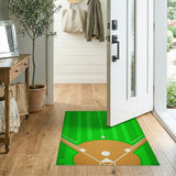 Green Baseball Field Diamond Area Rug