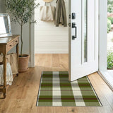 Rustic Farmhouse Green Plaid Checkered Area Rug