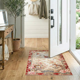 Red Floral Tiger and Bird Area Rug