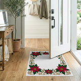 Festive Red Poinsettia Border Area Rug