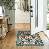 Blue and Teal Teal Floral Persian Area Rug