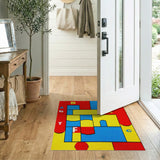 Vibrant Geometric Alphabet Area Rug