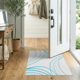 Sweeping Teal Wave Abstract Area Rug