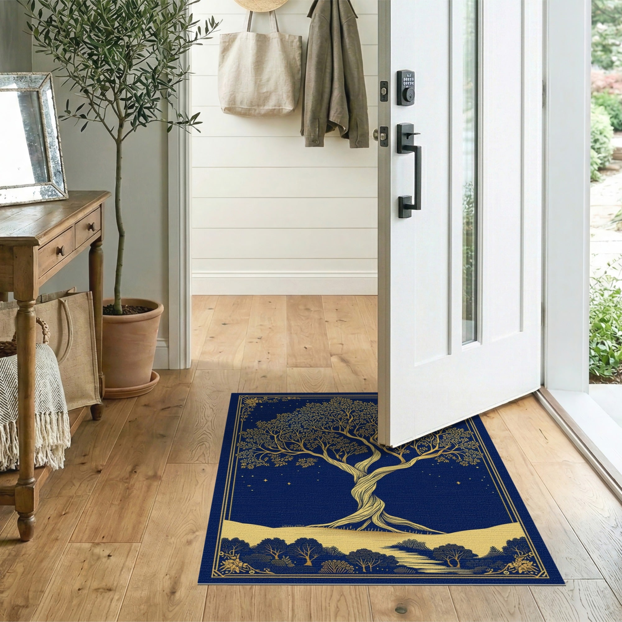 Golden Tree of Life Starry Night Area Rug