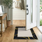 Luxe Black Marble Gold Vein Area Rug