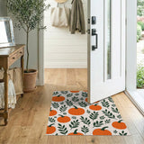Harvest Pumpkin Leaves Pattern Area Rug