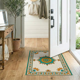 Teal Orange Star Medallion Persian Rug