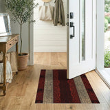 Red Leopard Stripe Washable Area Rug