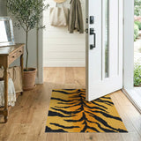 Bold Tiger Stripe Area Rug in Orange Black