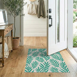 Green Vibrant Green Palm Leaf Coastal Area Rug