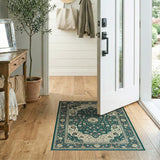Teal Traditional Persian Floral Area Rug