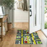 Vibrant Cartoon City Street Map Area Rug