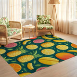 ODIKA Colorful Tropical Fruit Washable Area Rug - Non-Slip Low Pile