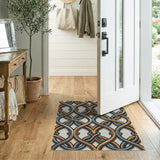 Gold Silver Interlaced Geometric Area Rug