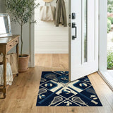 Navy Lacrosse Sticks Volleyballs Geometric Rug