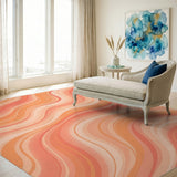 Flowing Orange Wave Abstract Area Rug