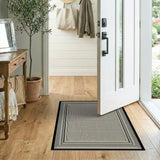 Black Border Dotted Cream Area Rug