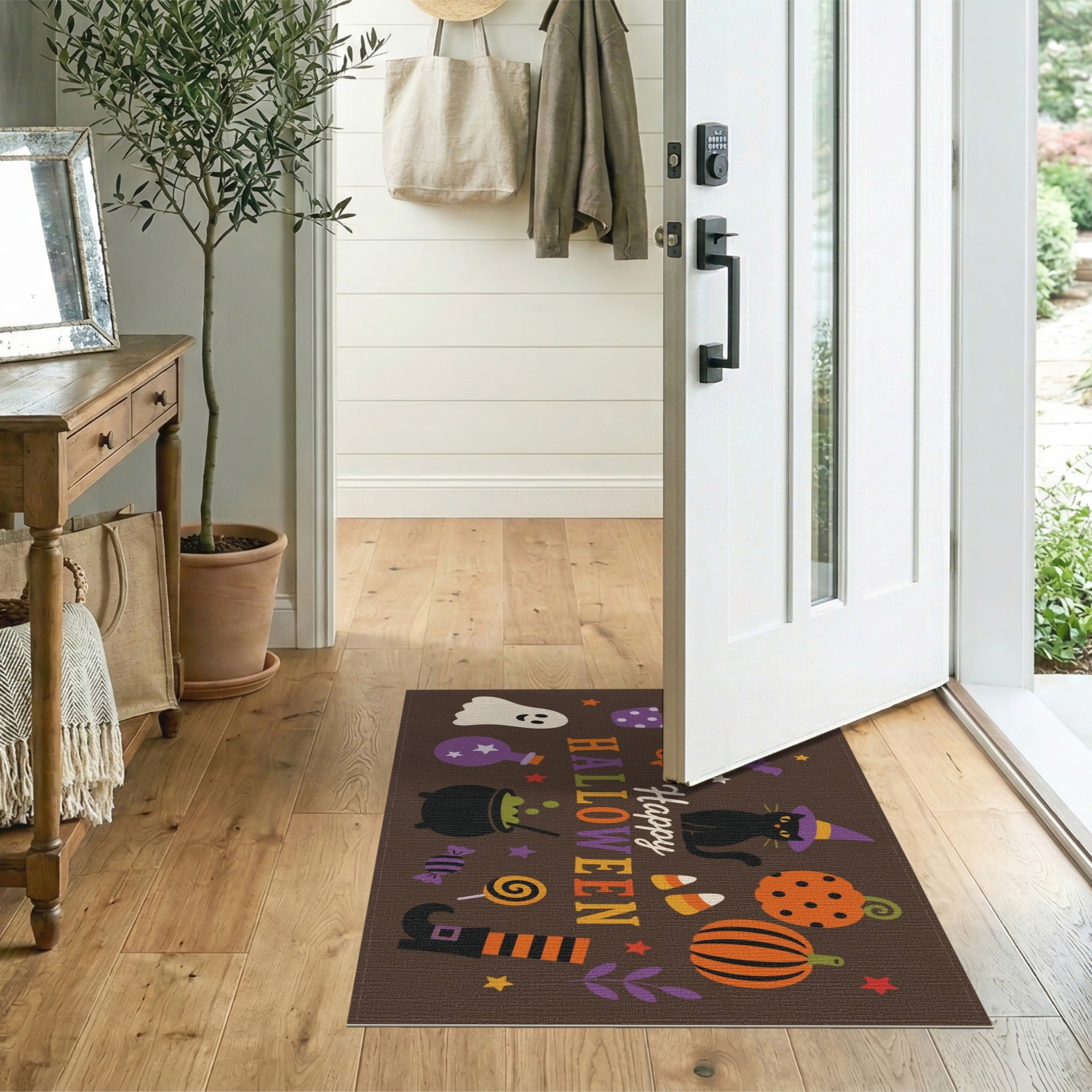 Multi-color and Patterns Happy Halloween Kids Cartoon Area Rug