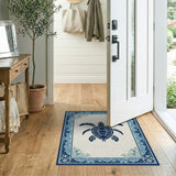 Navy Sea Turtle Area Rug with Ornate Blue Border