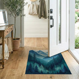 Majestic Blue Peaks Pine Forest Area Rug