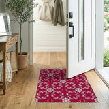 Crimson Snowflake Geometric Area Rug