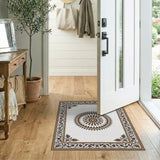 Ornate Brown Sunburst Medallion Rug