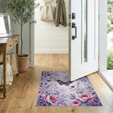 Purple Peony Butterfly Floral Area Rug