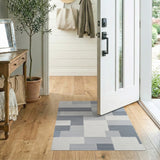 Modern Grey Geometric Block Rug