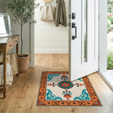 Multi-color and Patterns Teal Orange Medallion Persian Area Rug