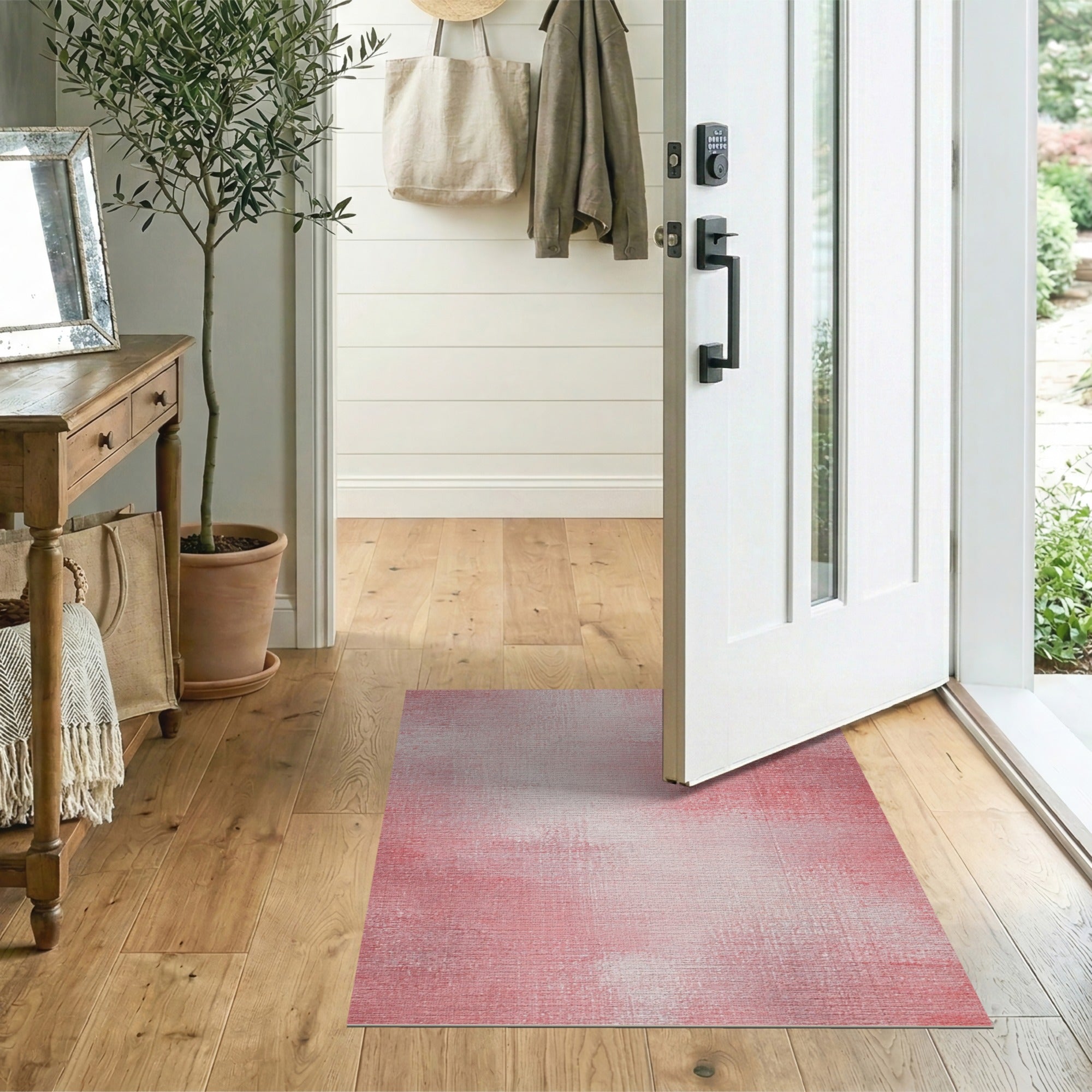 Distressed Blush Pink Ombre Area Rug