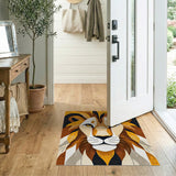 Golden Lion Face Geometric Area Rug