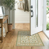 Beige Green Traditional Persian Floral Area Rug