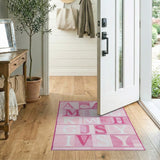 Playful Pink Block Letter Kids Area Rug