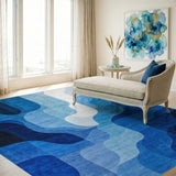 Abstract Area Blue Abstract Wave Area Rug