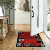Pixelated Red Synth Studio Area Rug